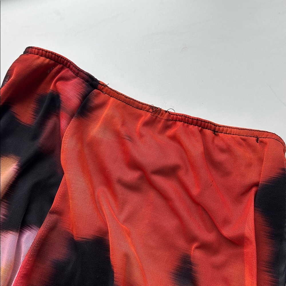 PrettyLittleThing Red Floral Mesh Low Rise Maxi Skirt US 8 - Picture 7 of 8